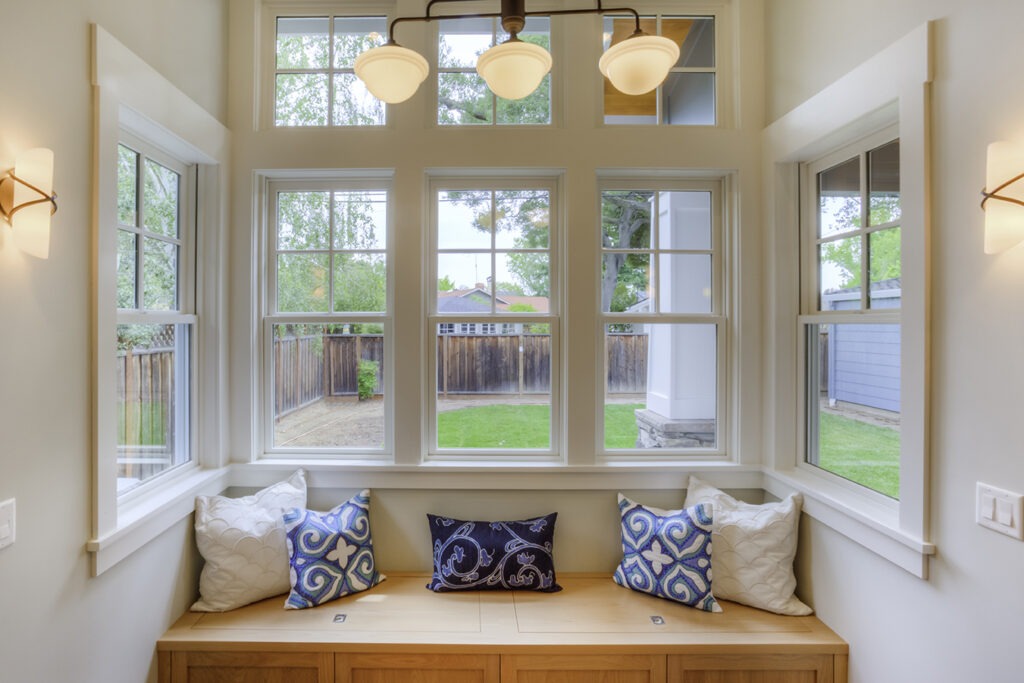 Window Seat with a view to the yard and large windows